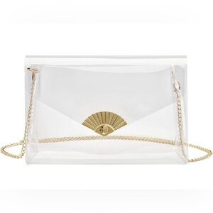 Elegant Clear Clutch with Gold Accents